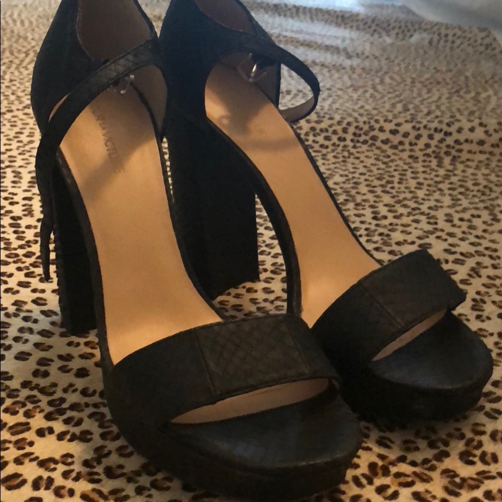 Strappy black heels